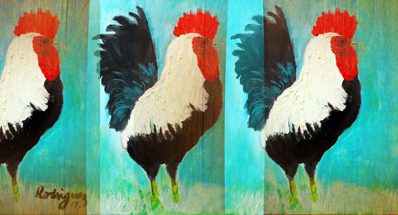 Roosters painting by Julio Rodriguez