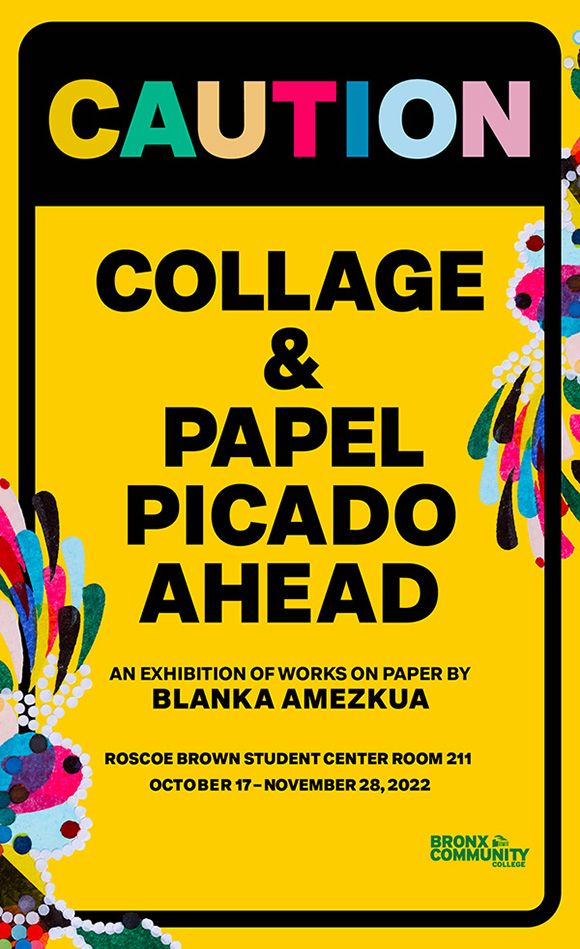 Collage and Papel Picado Ahead: Exhibition at CUNY Invite Card